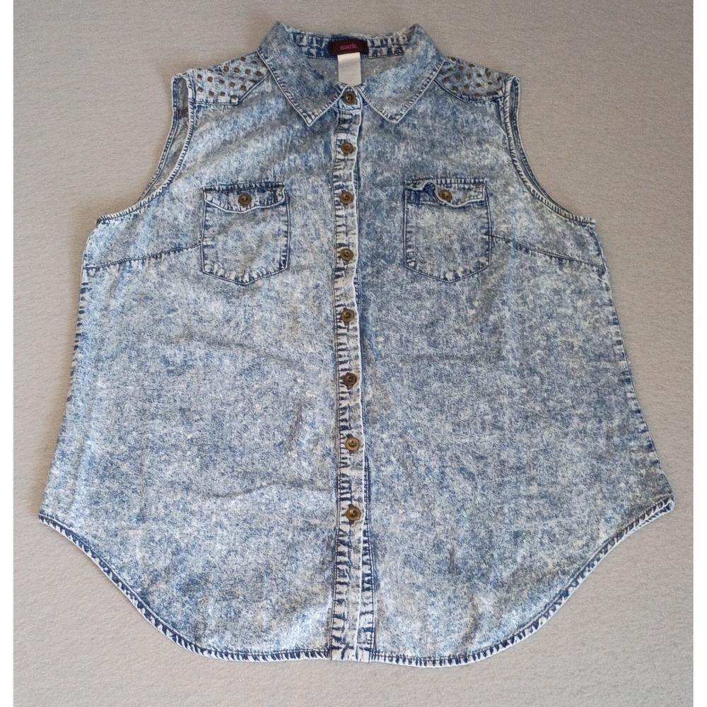 VINTAGE Mark. Denim Acid Wash Sleeveless Shirt, Sz XXL, 80's/90's Style